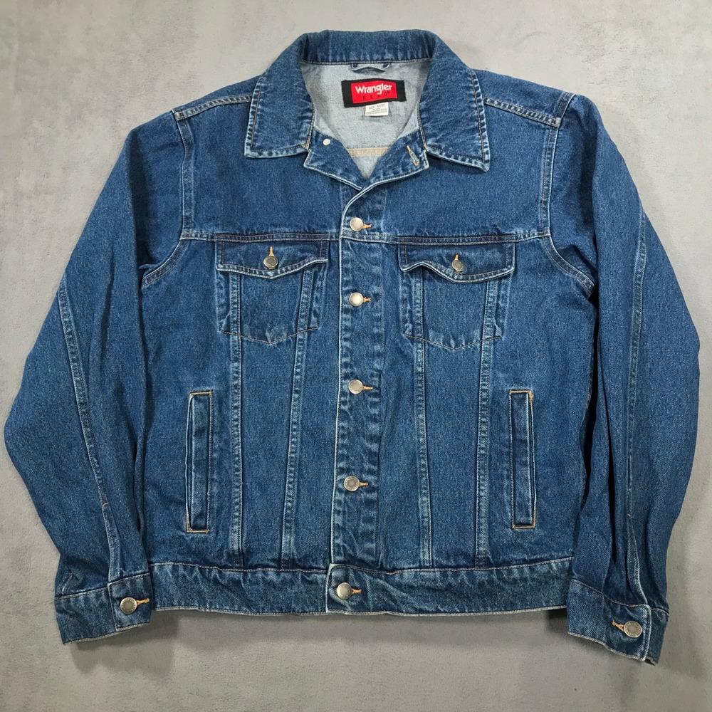 Vintage Wrangler Hero Denim Trucker Jean Jacket Mens Medium Blue Cotton